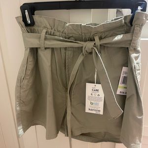 army green paper bag shorts